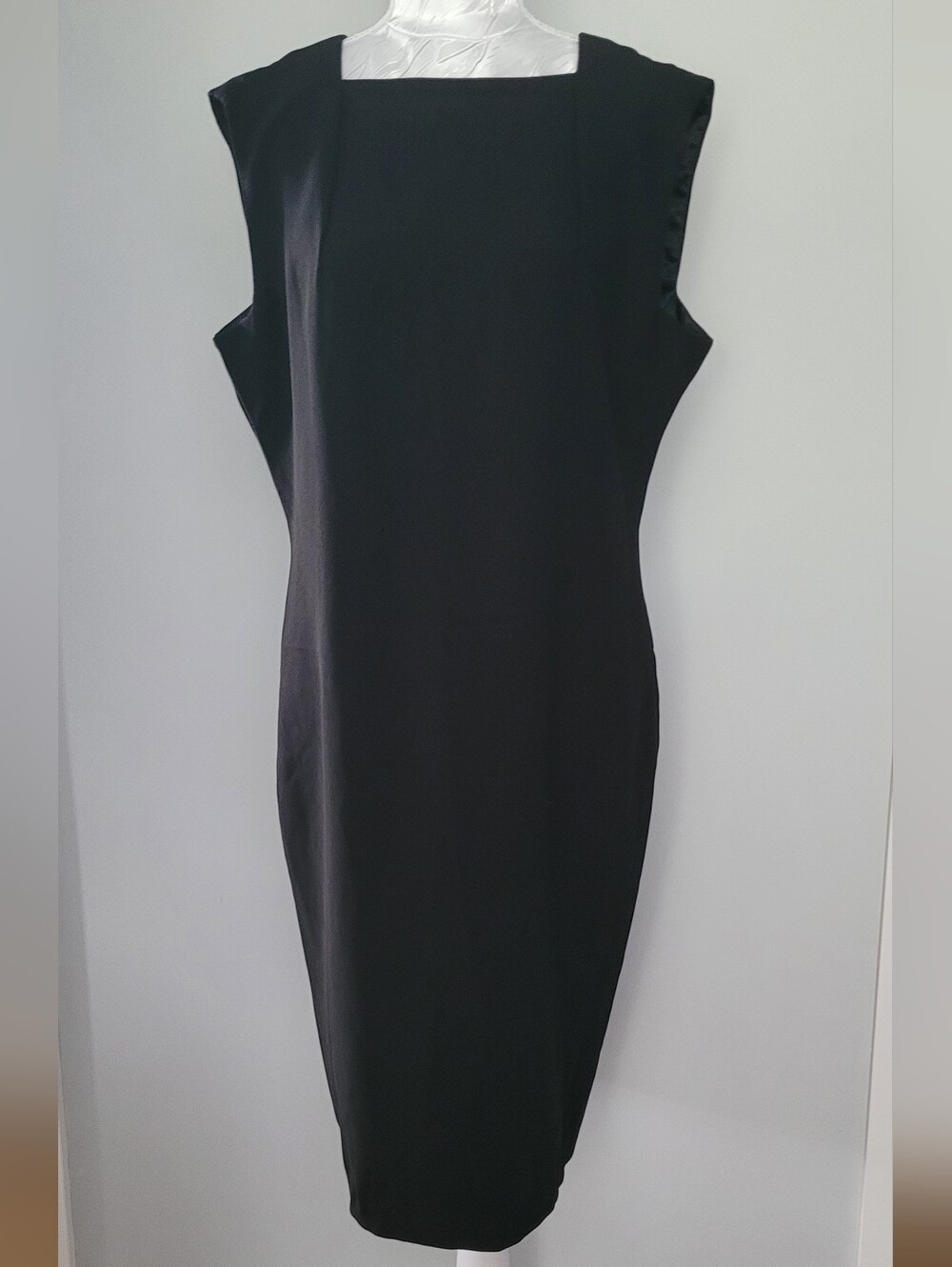 Zara Black Square-Neck Low-Back Midi Dress